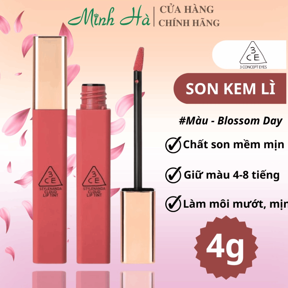 Son kem lì 3CE Cloud Lip Tint 4g bám lâu, lên màu chuẩn