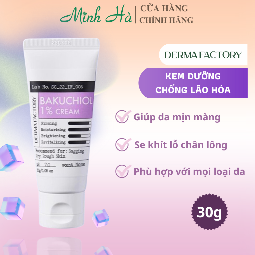 Kem dưỡng da Derma Factory Bakuchiol 1% Cream 30g chống lão hóa, săn chắc da
