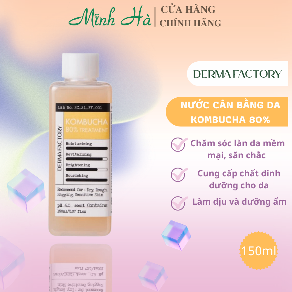 Nước cân bằng da Derma Factory Kombucha 80% Treatment 150ml cung cấp độ ẩm và chất dinh dưỡng