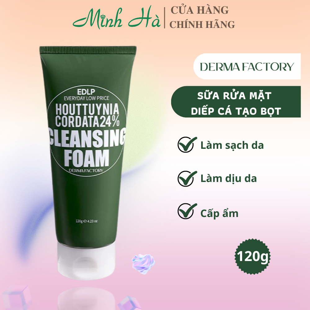 Sữa rửa mặt diếp cá Derma Factory EDLP Houttuynia Cordata 24% Cleansing Foam 120g