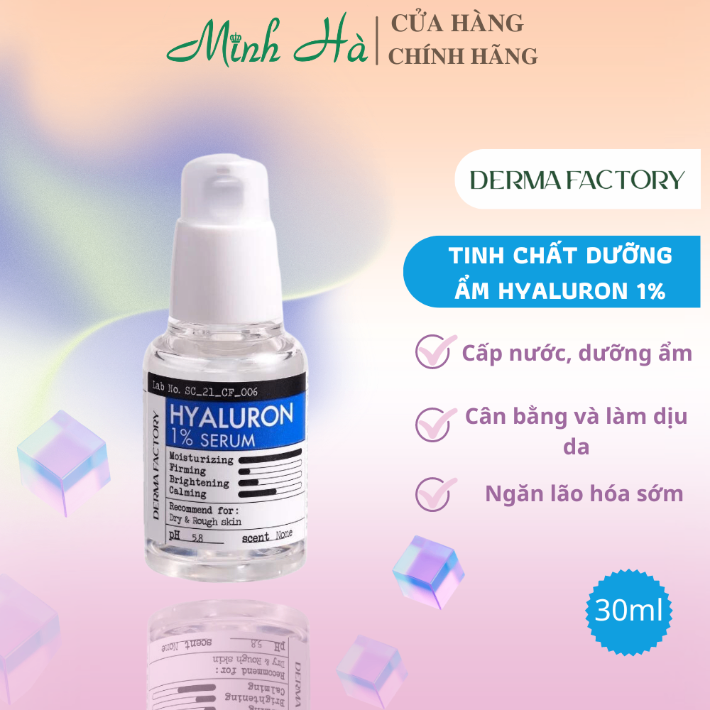 Tinh chất Derma Factory Hyaluron 1% Serum 30ml dưỡng ẩm căng bóng