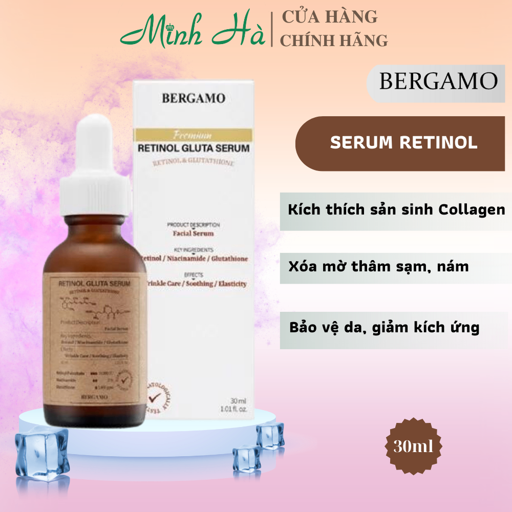 Serum Bergamo Premium Retinol Gluta Serum 30ml giúp chống lão hóa