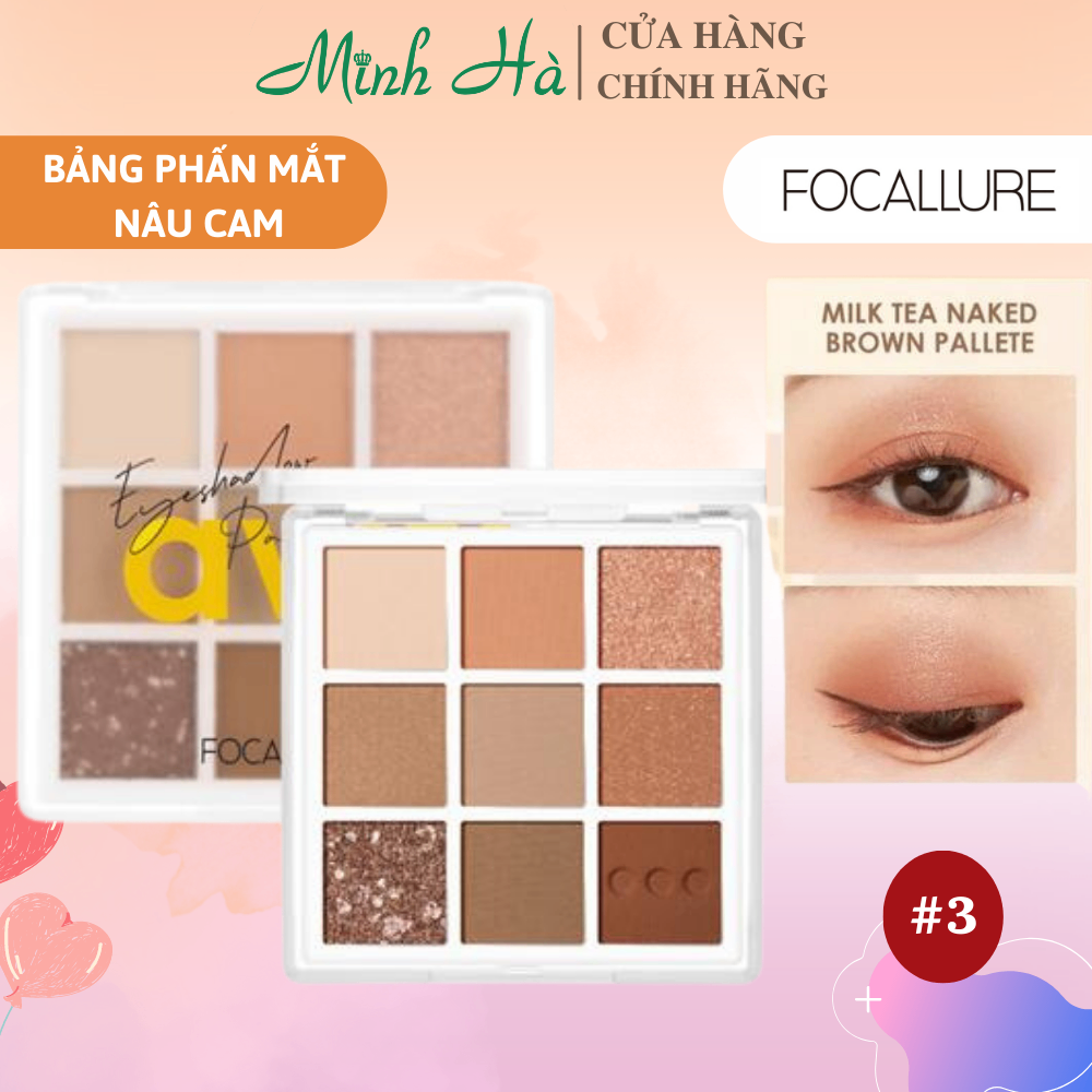 Bảng phấn mắt Focallure 9 ô Eyeshadow Palette FA167 9g trang điểm, tông màu thời thượng