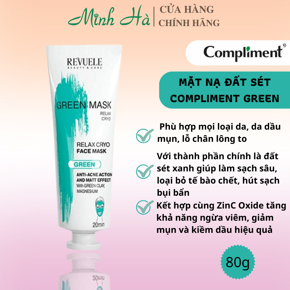 Mặt nạ đất sét Compliment 80ml detox da, làm sáng, kiềm dầu, se khít lỗ chân lông