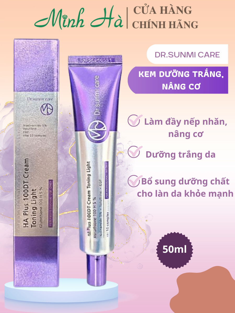 Kem dưỡng trắng da nâng cơ Dr.Sunmi Care HA Plus 100DT Cream Toning Light 50ml cấp ẩm tái tạo da