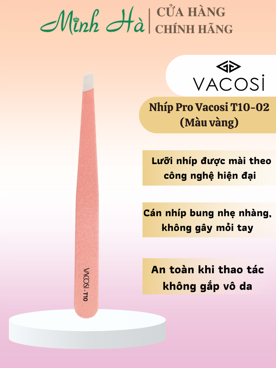 Nhíp đầu bằng Vacosi Pro Tweezers Pro T10 màu pastel xinh xắn cán nhíp bung nhẹ nhàng, không gây mỏi tay