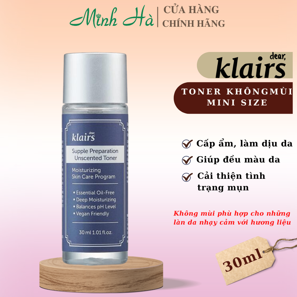 Nước hoa hồng Klairs Supple Preparation Toner 180ml không mùi và mùi thảo dược dành cho mọi loại da