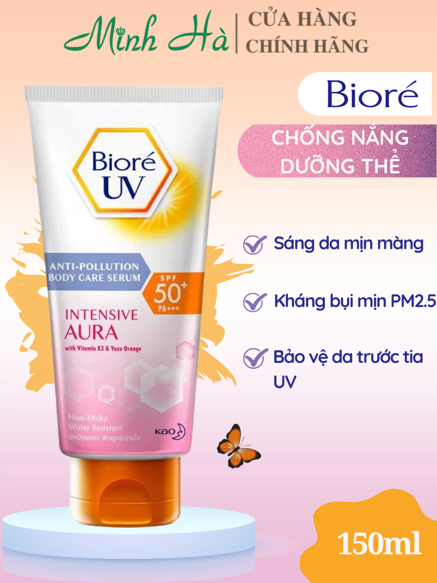 Serum chống nắng dưỡng thể Bioré UV SPF 50+/PA+++ 150ml các loại kháng bụi - trắng sáng mịn màng