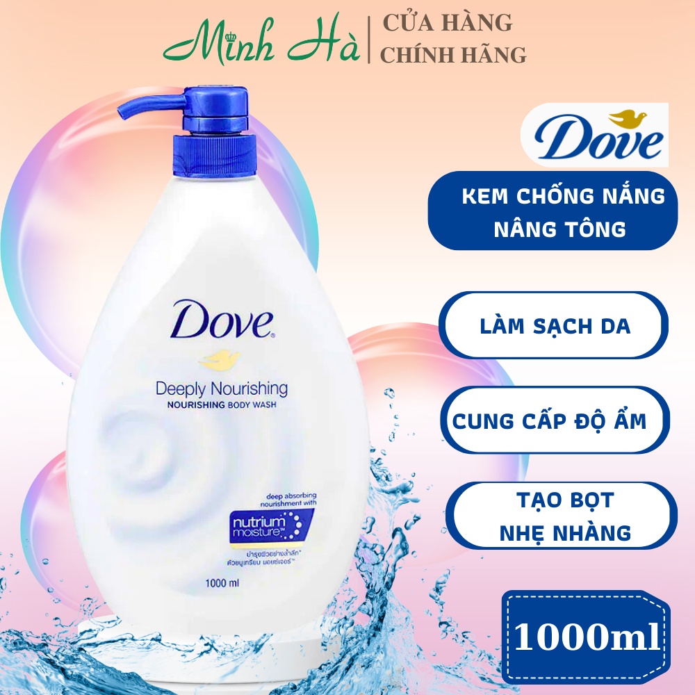 Sữa tắm Dove Deeply Nourishing 1000ml làm sạch da, dưỡng trắng da, mang lại cảm giác dễ chịu