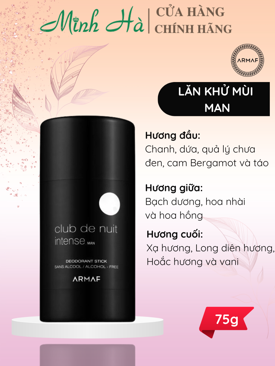 Lăn khử mùi nước hoa Club De Nuit các loại 75g khử mùi ngăn mồ hôi lưu hương thơm lâu