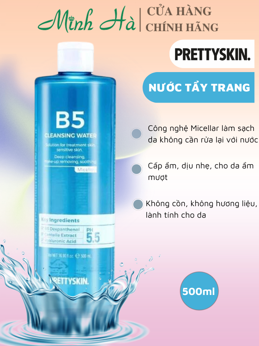 Nước tẩy trang Prettyskin 600ml dành cho mọi loại da - giúp dưỡng ẩm, làm sạch sâu
