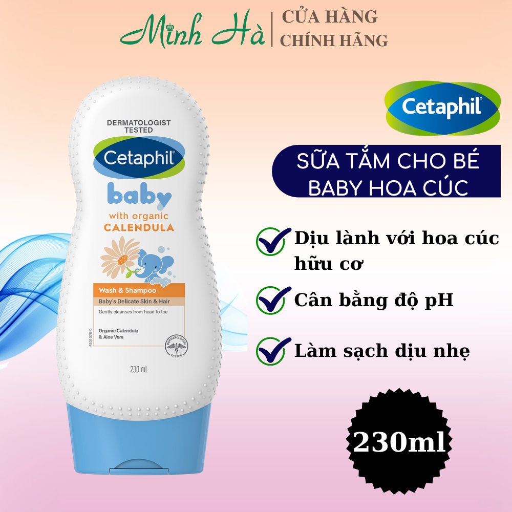 Sữa tắm gội dịu nhẹ cho bé Cetaphil Baby Gentle Wash & Shampoo hoa cúc 400ml chăm sóc da không chất Paraben