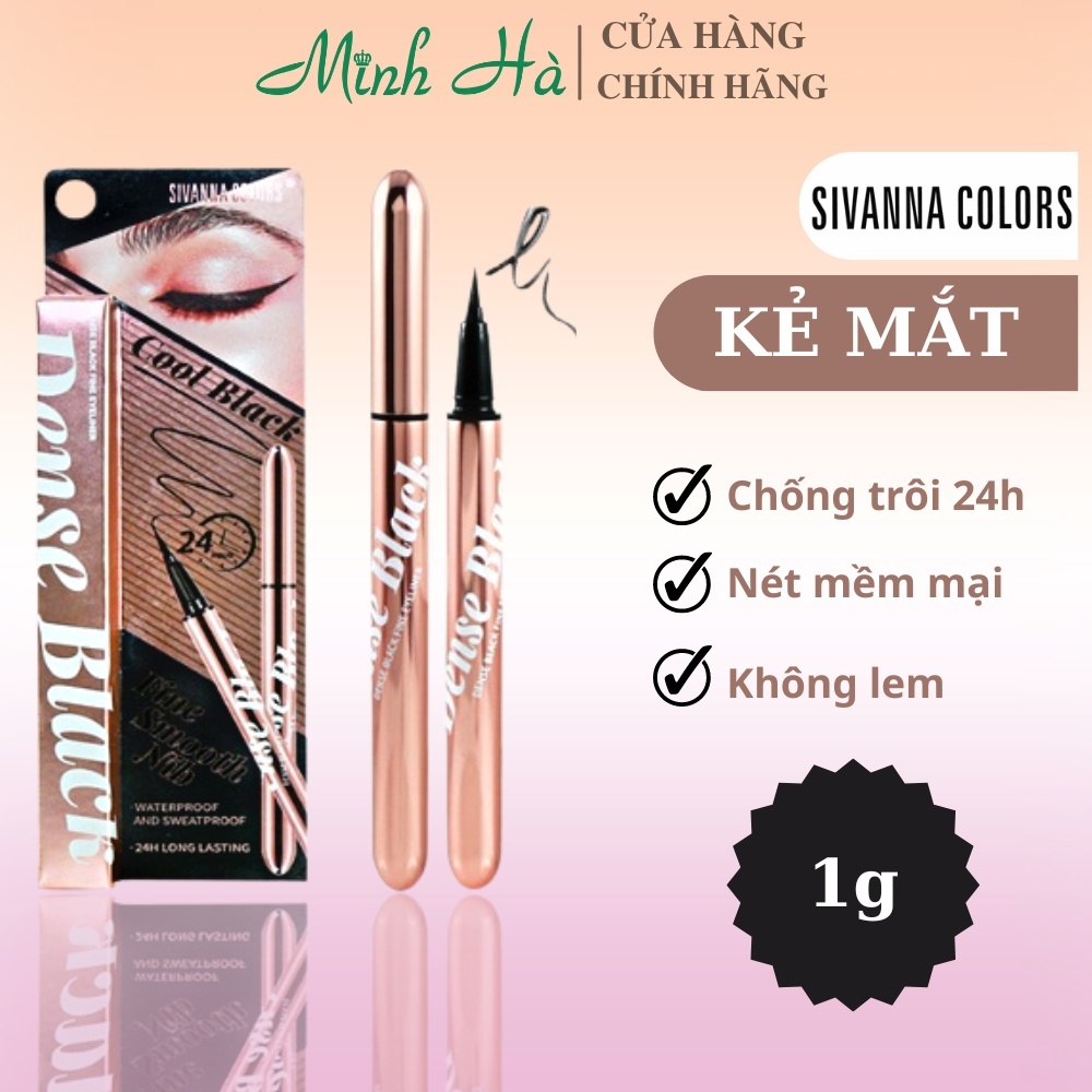 Kẻ mắt Sivanna chống trôi 24h Fine Smooth Nib HF934 1g #đen bền màu lâu trôi