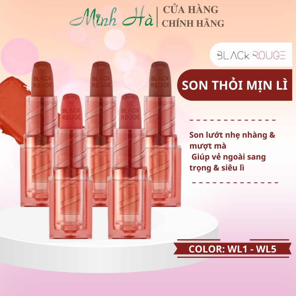 Son thỏi Black Rouge Wearable Velvet Lipstick 3.8g mềm mịn siêu lì