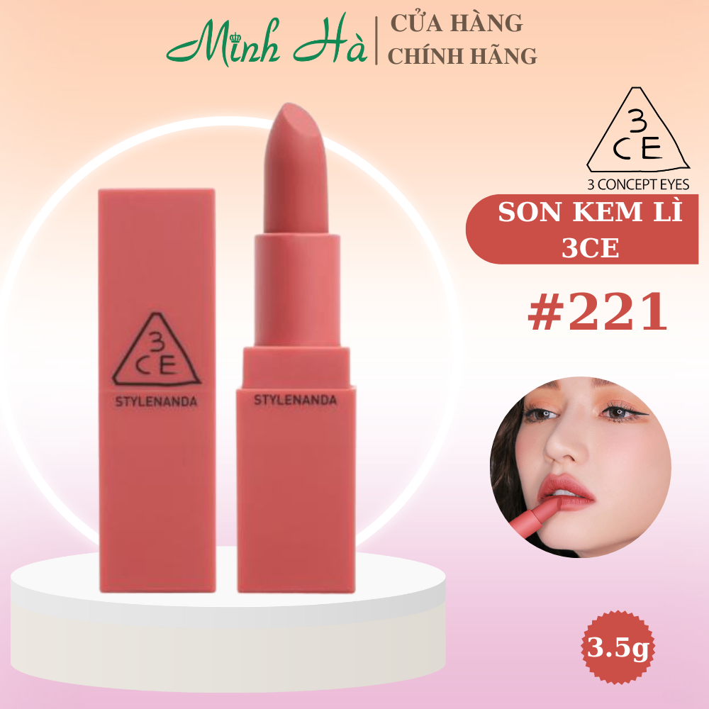 Son lì 3CE Matte Lip Color 3.5g mịn lì lên màu chuẩn