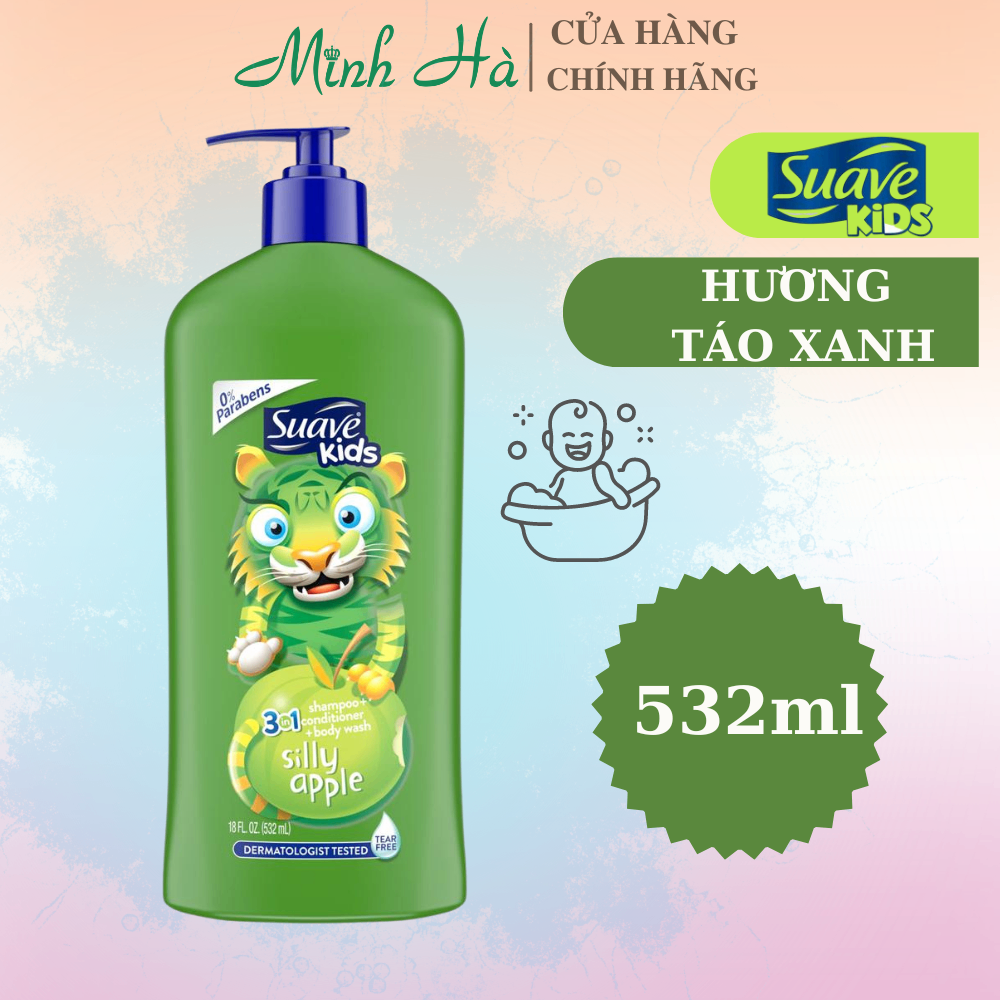 Sữa tắm Suave Kids Wonder 3 in 1 532ml sữa tắm gội, xả cho bé