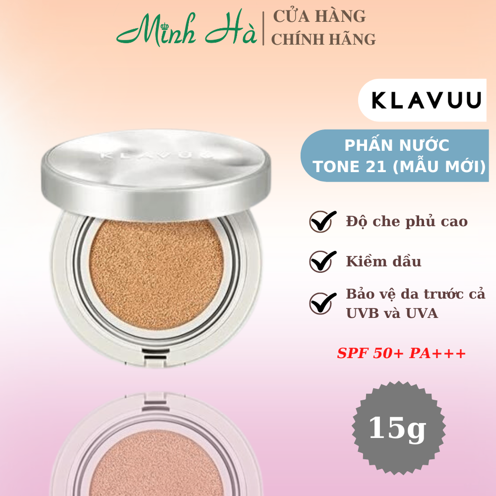 Phấn nước Klavuu Urban Pearlsation High Coverage Tension Cushion 15g kiềm dầu và làm lớp nền mịn đẹp