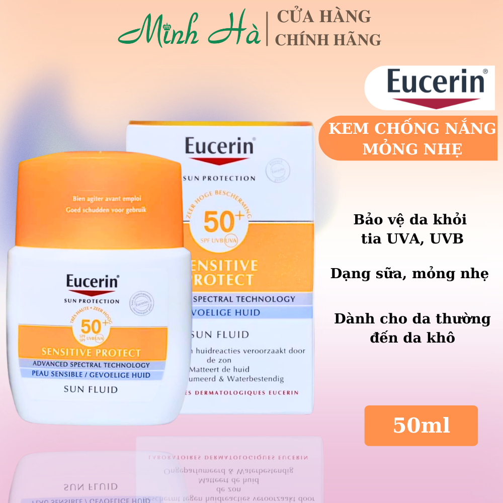 Kem chống nắng Eucerin Sensitive Protect Sun Fluid SPF50+ 50ml cho da thường đến khô, da nhạy cảm