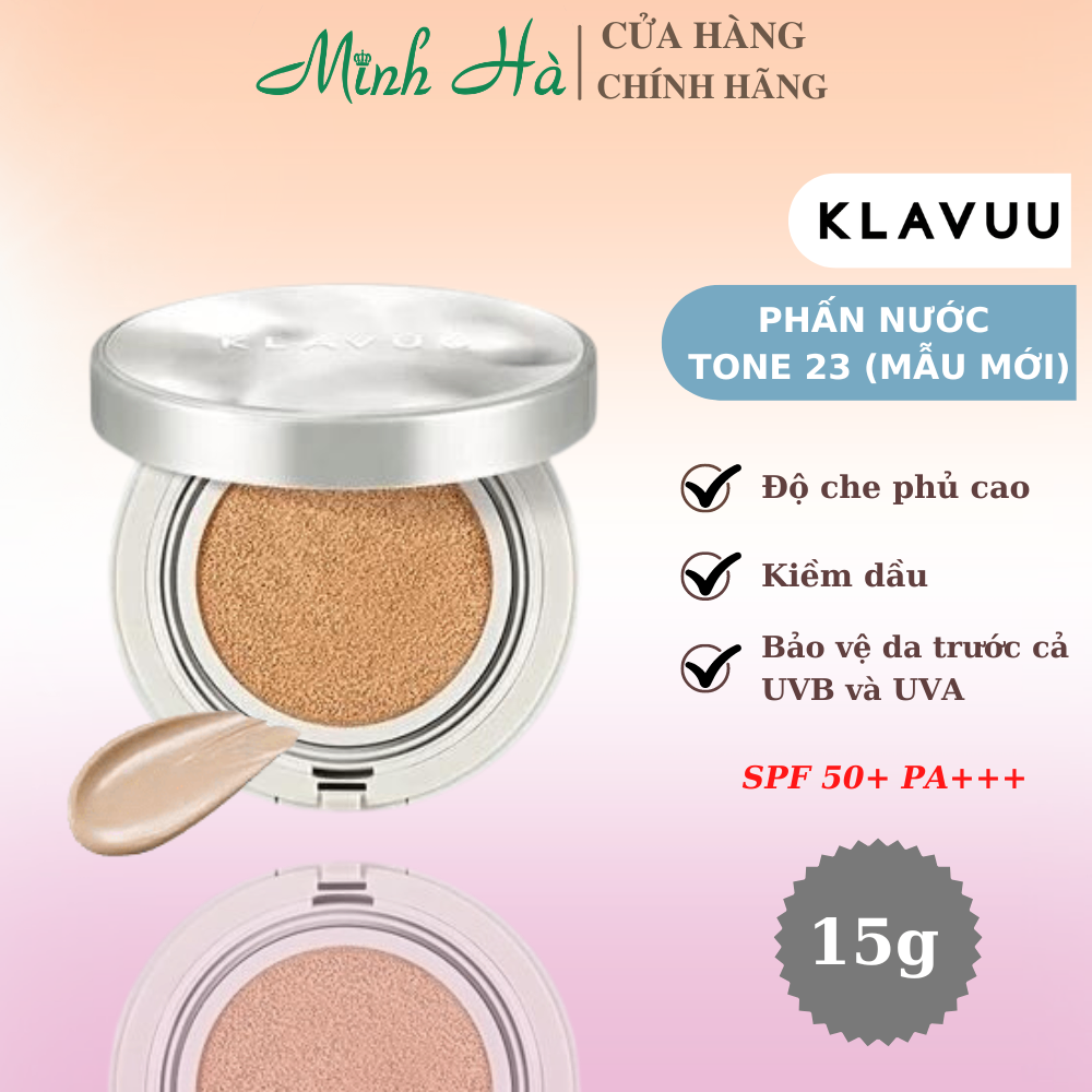 Phấn nước Klavuu Urban Pearlsation High Coverage Tension Cushion 15g kiềm dầu và làm lớp nền mịn đẹp
