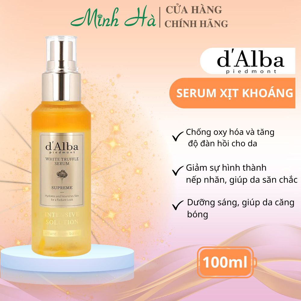 Serum dạng xịt cấp ẩm, sáng da d'Alba White Truffle Supreme Intensive Solution 50ml cho làn da sáng bóng, rạng rỡ