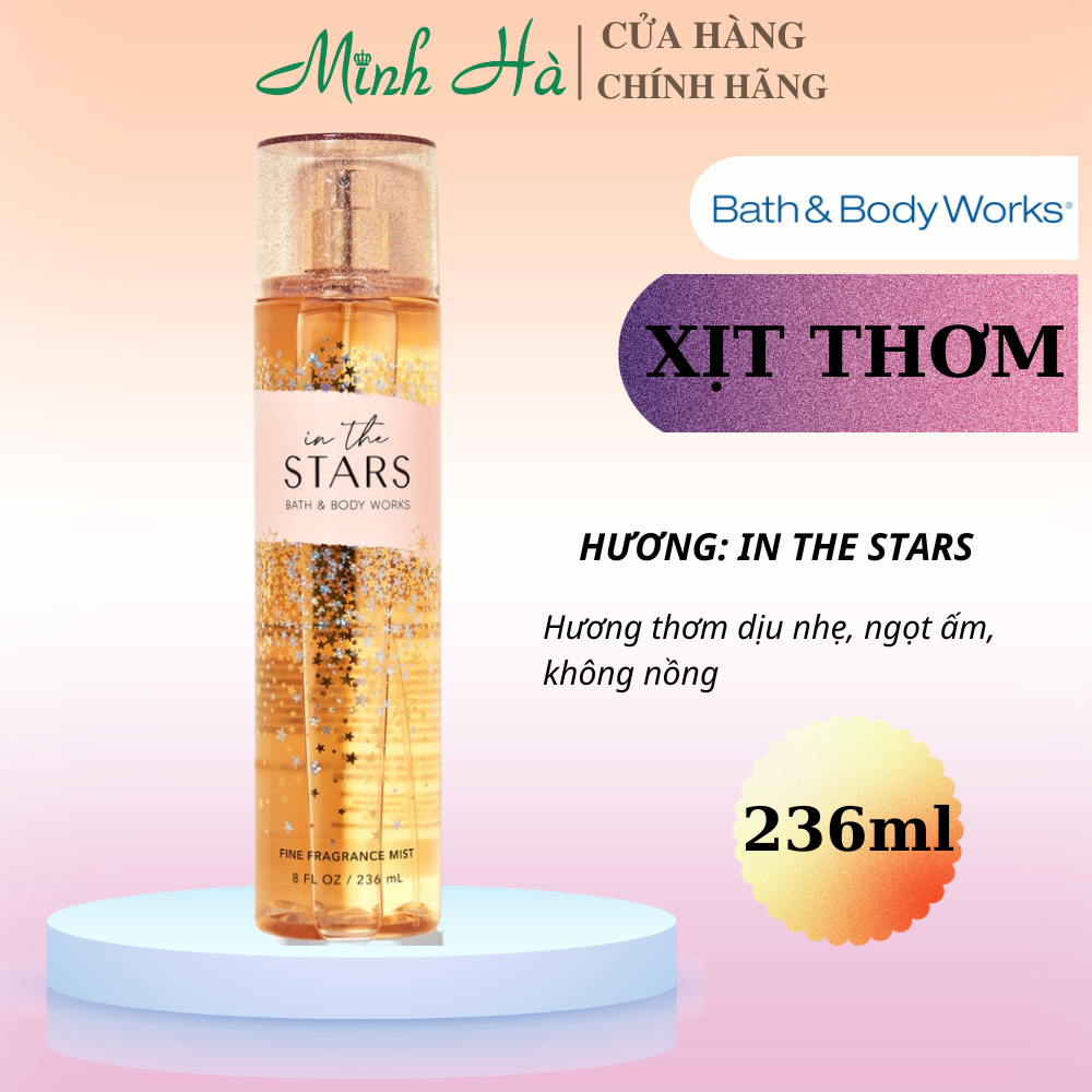 Xịt thơm Bath & Body Works 236ml với mùi hương ngọt ngào, mát dịu, nhẹ nhàng phù hợp cho mọi lứa tuổi