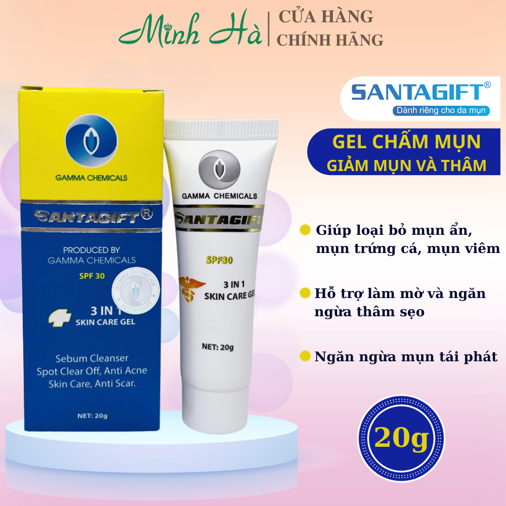 Kem giảm mụn SANTAGIFT 3 in 1 Skin Care Gel SPF30 20g giảm mụn, dưỡng da, chống nắng