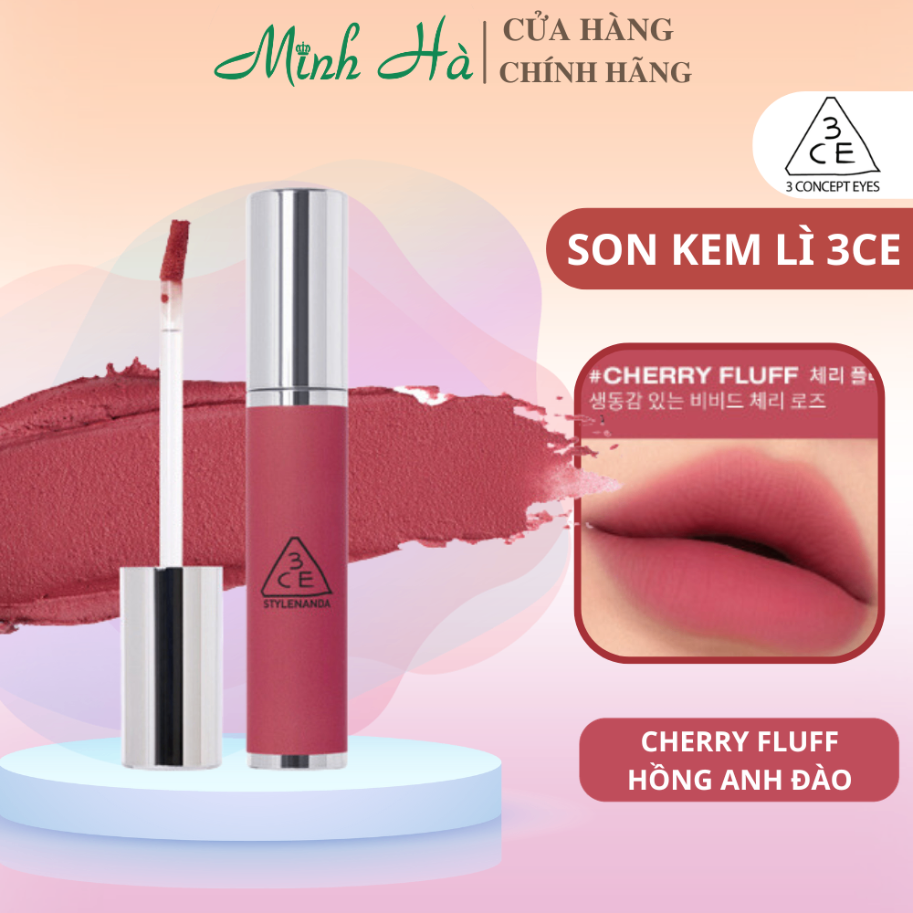 Son kem lì 3CE Hazy Lip Clay 4g mềm mịn môi giữ màu tốt