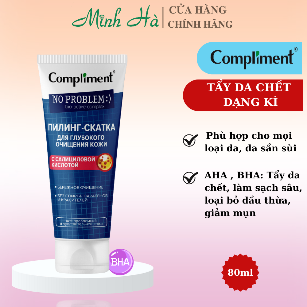 Tẩy da chết dạng kì Compliment No Problem Peeling Roll với BHA 80ml loại bỏ da chết, sợi bã nhờn, dầu thừa, làm sạch sâu