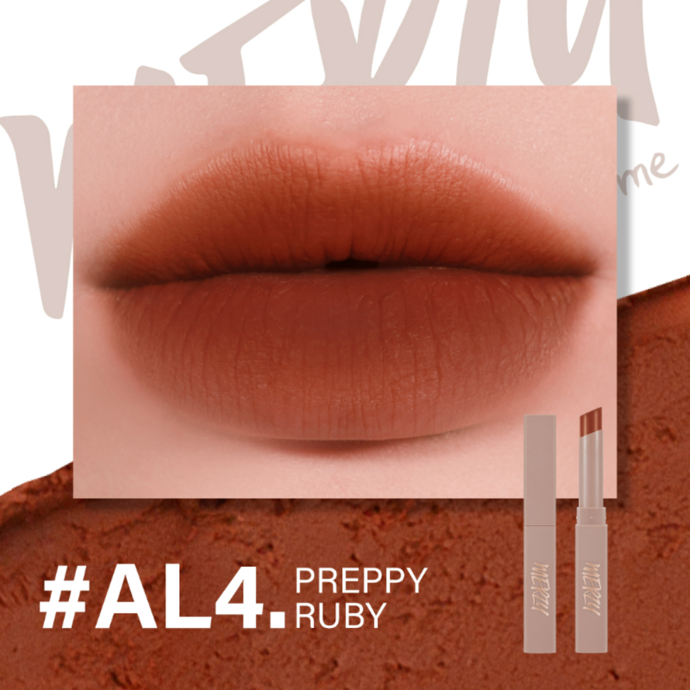 Son thỏi lì Merzy Academia Cotton Lipstick 1.8g lên màu chuẩn, mịn mượt nhẹ môi