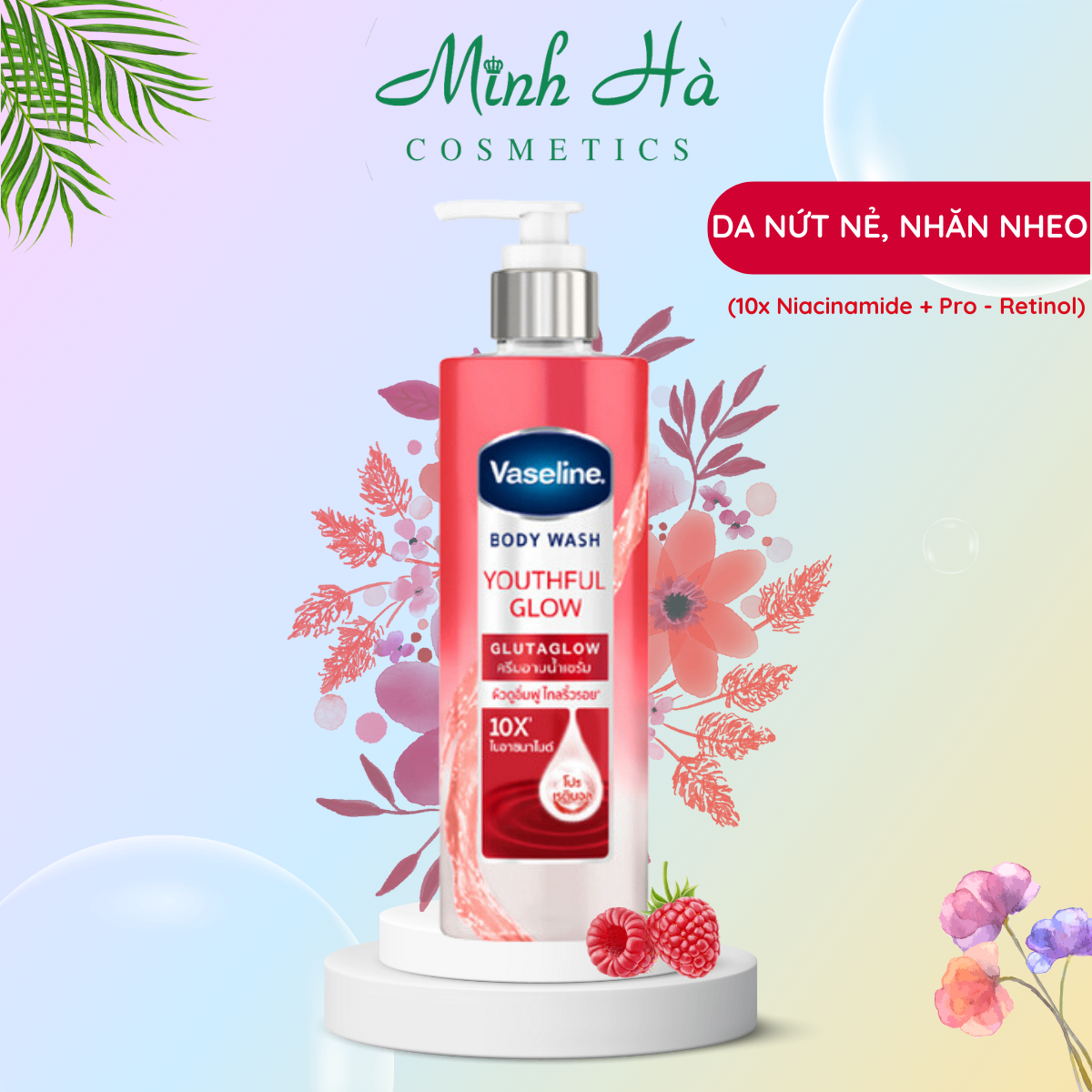 Sữa tắm trắng da Vaseline Body Wash GlutaGlow 10x 425ml cho da ẩm mượt, căng bóng