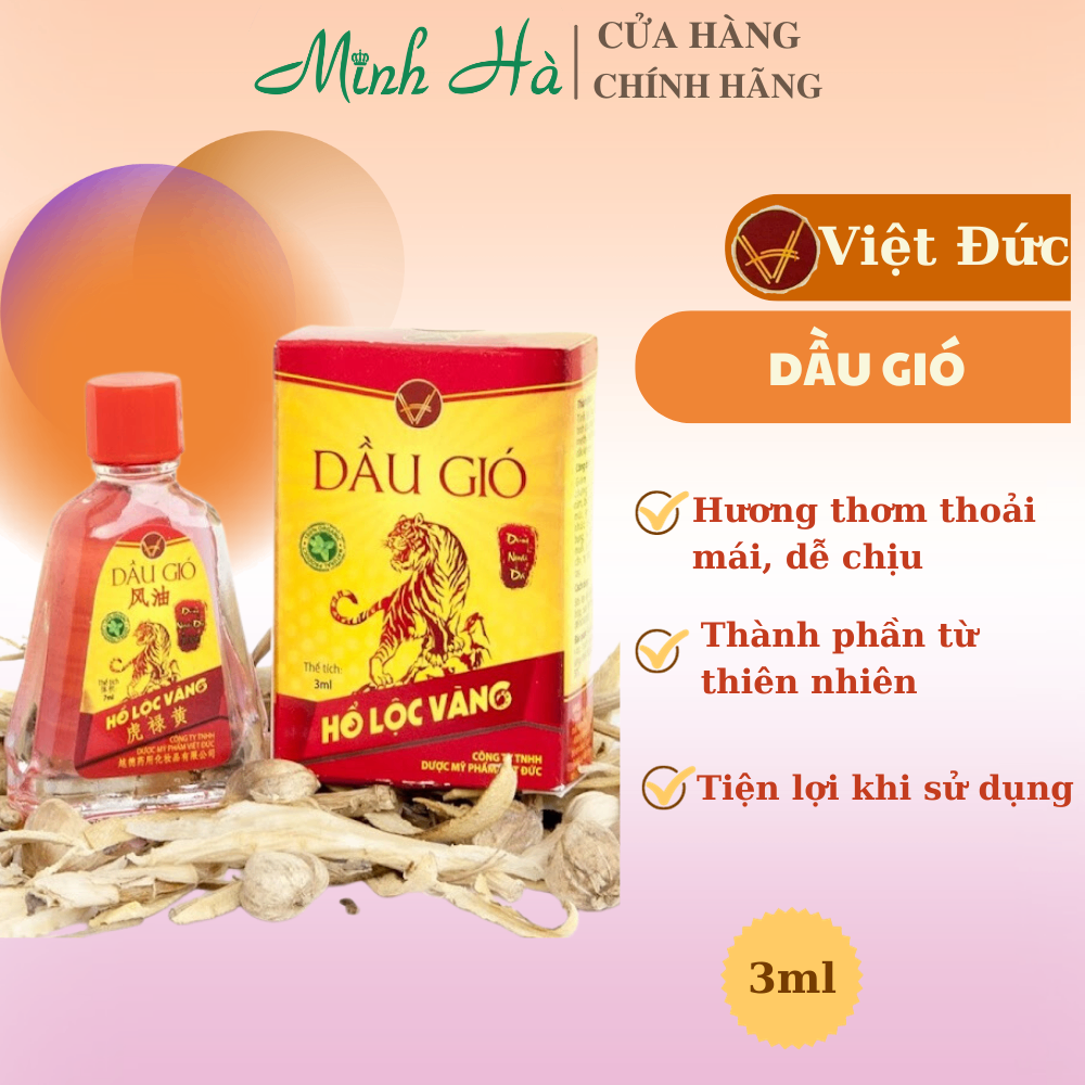 Dầu gió Hổ Lộc Vàng 3/7ml hương thơm dễ chịu thoải mái