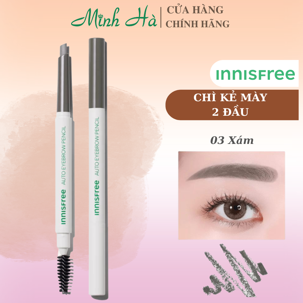 Chì kẻ mày 2 đầu Innisfree Auto Eyebrow Pencil 2g tạo chân mày tự nhiên sắc nét