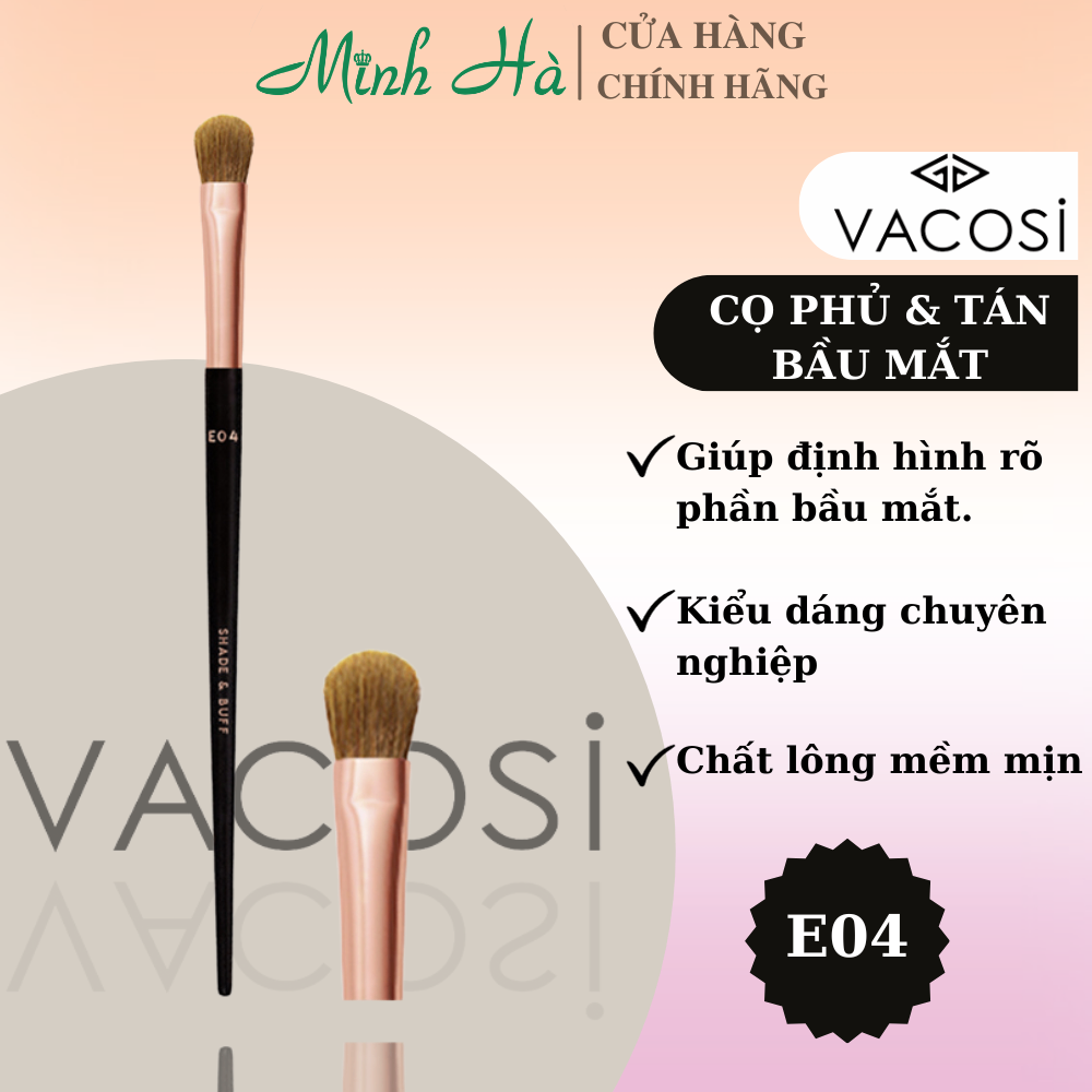 Cọ phủ và tán bầu mắt Vacosi Shader Brush E04 đầu lông mềm mịn dễ tán