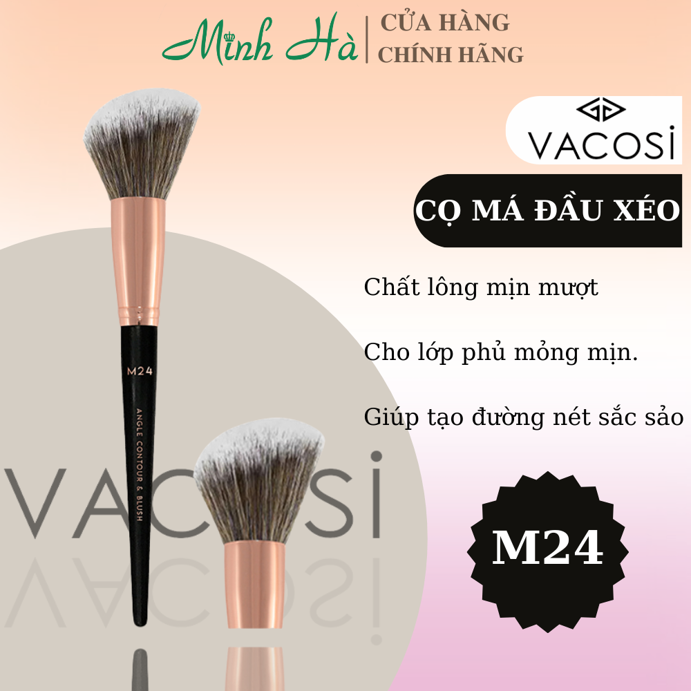 Cọ má đầu xéo Vacosi Angle Contour & Blush Brush M24 chất lông mịn mượt dễ dàng sử dụng