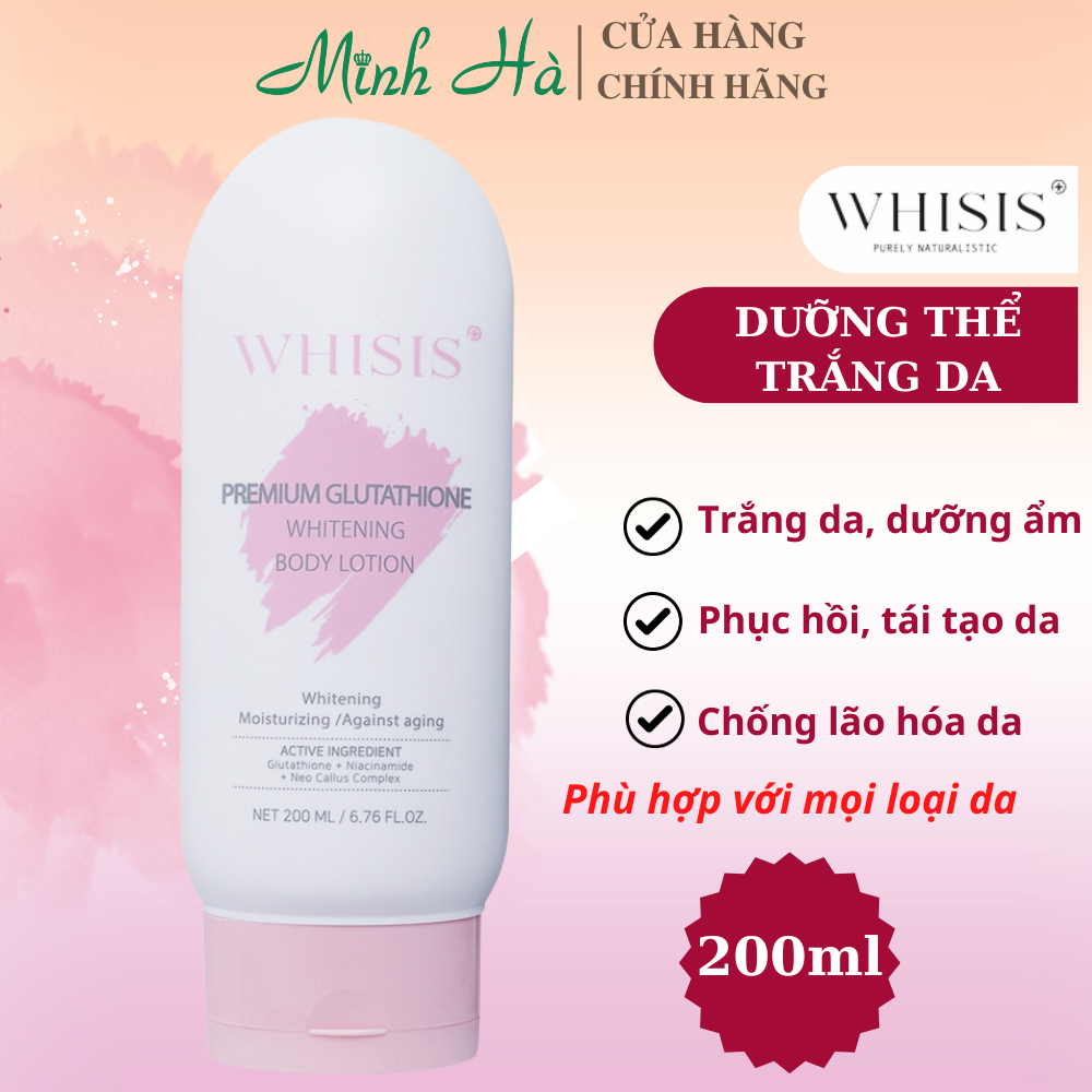 Dưỡng thể chống nắng Whisis Premium Collagen Whitening Body Lotion SPF50+ PA++++ 200ml trắng da, dưỡng ẩm