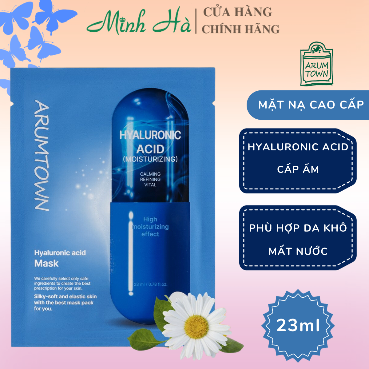 Mặt nạ dưỡng da Arumtown Hàn Quốc 23ml cấp ẩm, dưỡng trắng, chống lão hóa