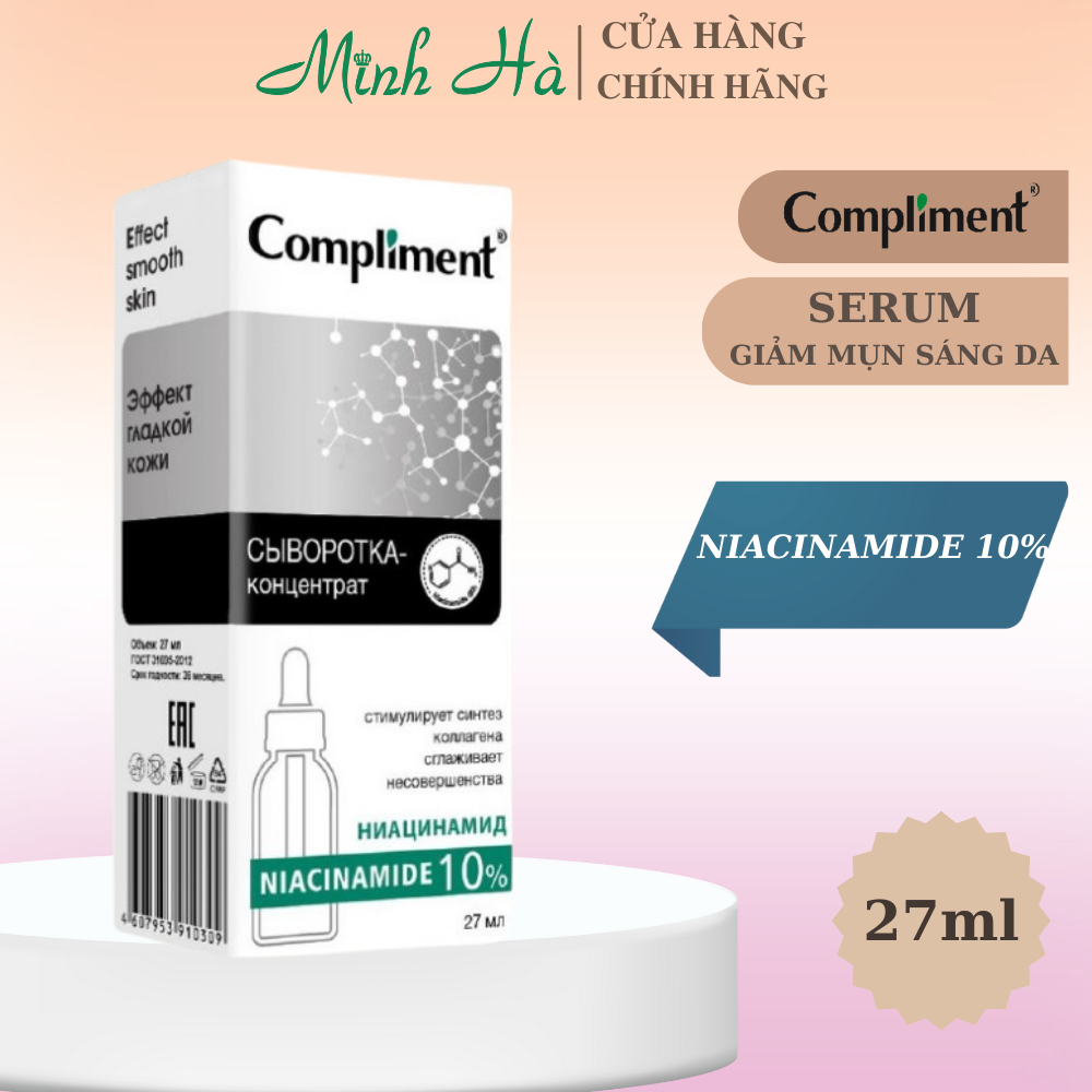 Serum Compliment 2% BHA ,5% Hyaluronic Acid & 20% Vitamin C AHA BHA PHA 27ml làm sạch da, giảm mụn trắng da căng bóng