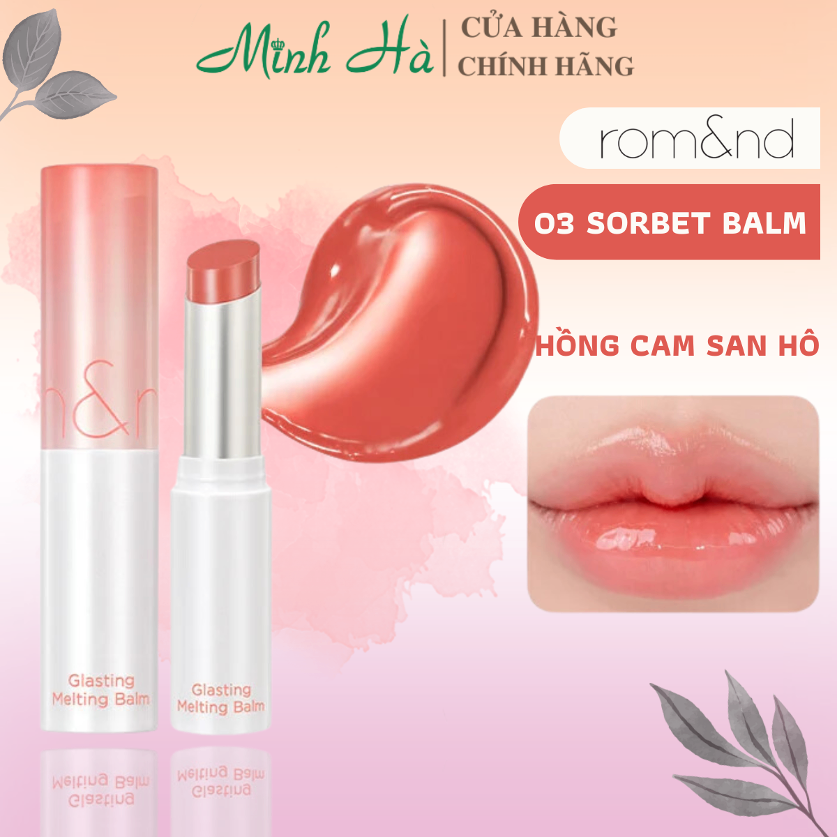 Son dưỡng có màu Romand Glasting Melting Balm 3.5g cấp ẩm lên màu tự nhiên