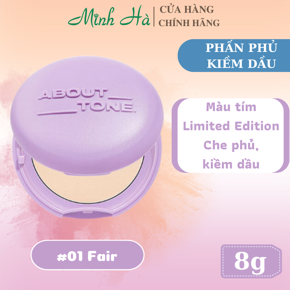 Phấn phủ dạng nén About Tone Air Fit Powder Pact 8g kiềm dầu, nâng tông, kết cấu mịn