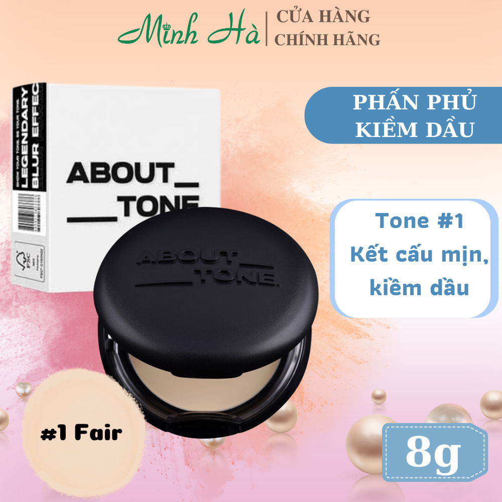 Phấn phủ dạng nén About Tone Air Fit Powder Pact 8g kiềm dầu, nâng tông, kết cấu mịn
