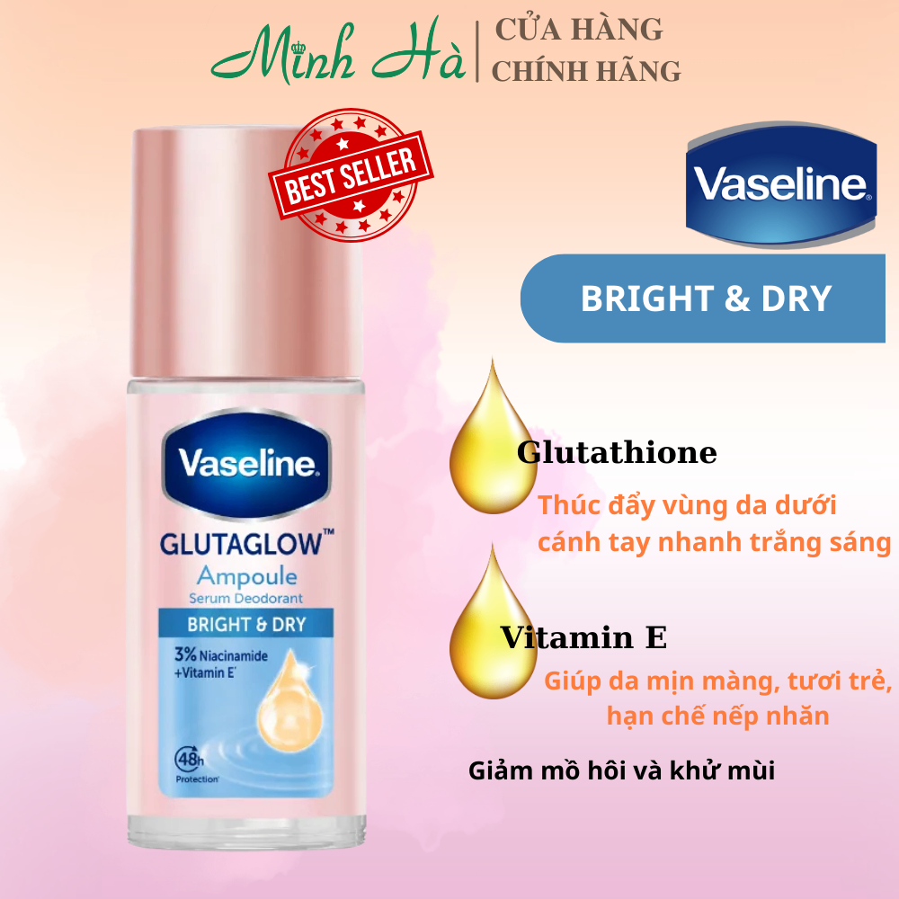 Serum dưỡng trắng nách Vaseline Dry Serum 45ml giúp da trắng sáng tức thì