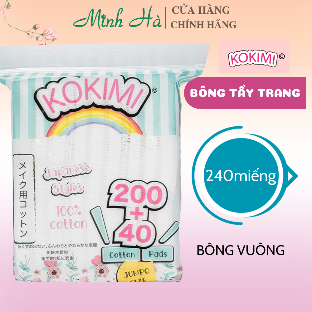 Bông tẩy trang Mihoo/Kokimi Cotton Pads Jumpo Size không xơ bông, mềm mịn