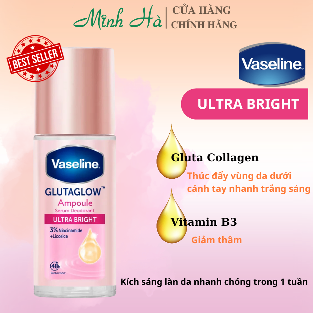 Serum dưỡng trắng nách Vaseline Dry Serum 45ml giúp da trắng sáng tức thì