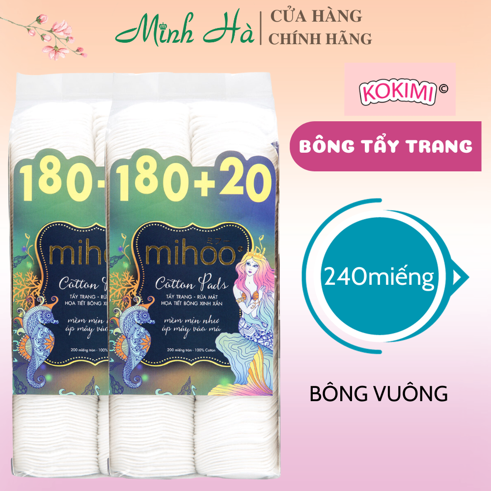 Bông tẩy trang Mihoo/Kokimi Cotton Pads Jumpo Size không xơ bông, mềm mịn