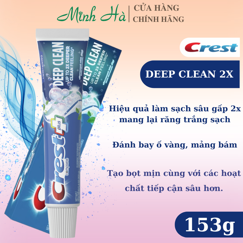Kem đánh răng Crest 3D White Advanced Triple Whitening 158g trắng răng bảo vệ chống lại sâu răng