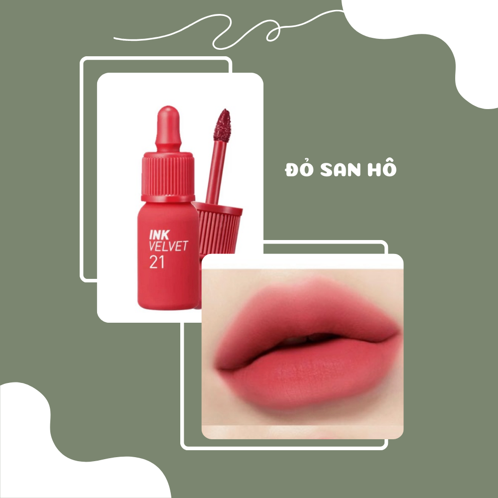 Son kem lì Ink Velvet Peripera 4g lên môi mượt bền màu