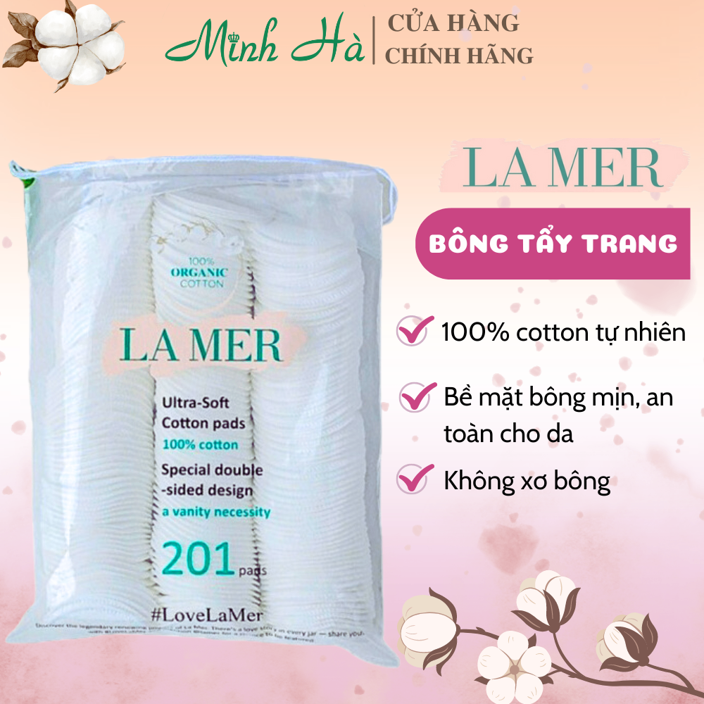 Bông tẩy trang La Mer 201 pads 100% cotton mềm mịn