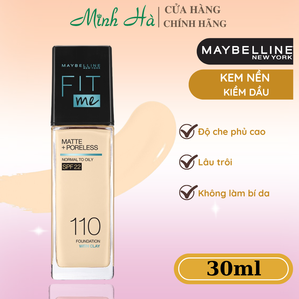 Kem nền Maybelline Fit Me Matte Poreless Foundation 30ml kiềm dầu che phủ cho da