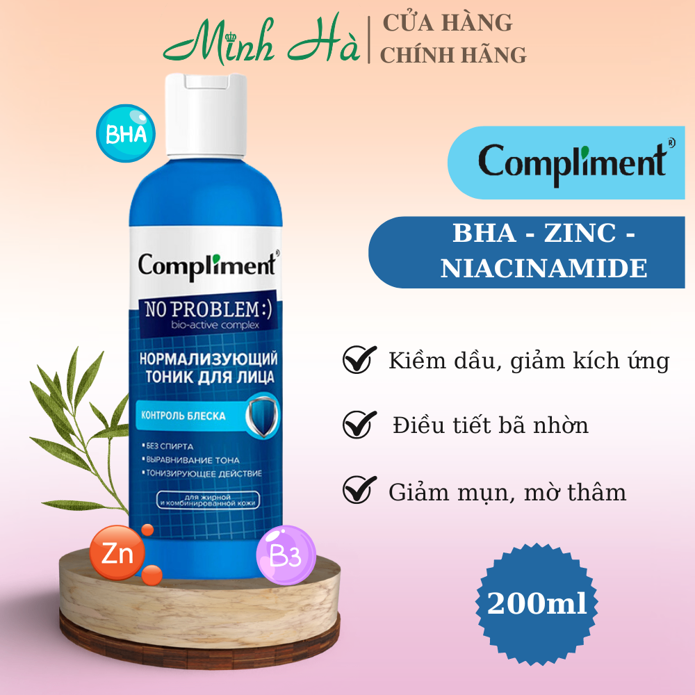 Nước hoa hồng Compliment No Problem 200ml giúp làm sạch da và giảm mụn
