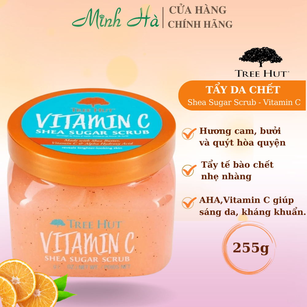 Tẩy tế bào chết cơ thể Tree Hut Shea Sugar Scrub nhiều mùi hương - 255g đem lại làn da mềm mại hương thơm tươi mát